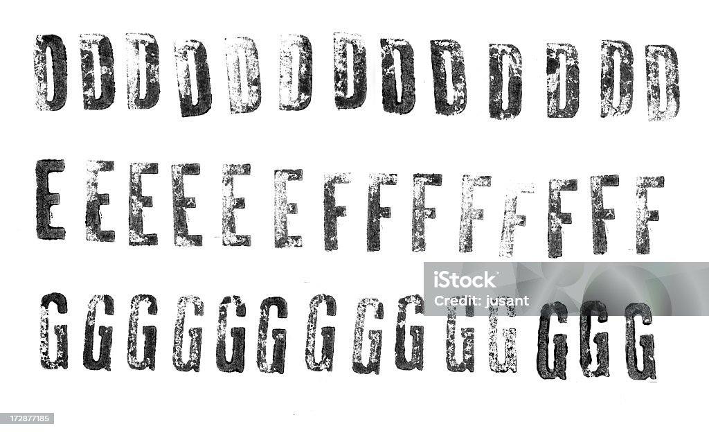 Высокая печать прописные с использованием разных наборов символов от D, G - Стоковые фото Алфавит роялти-фри