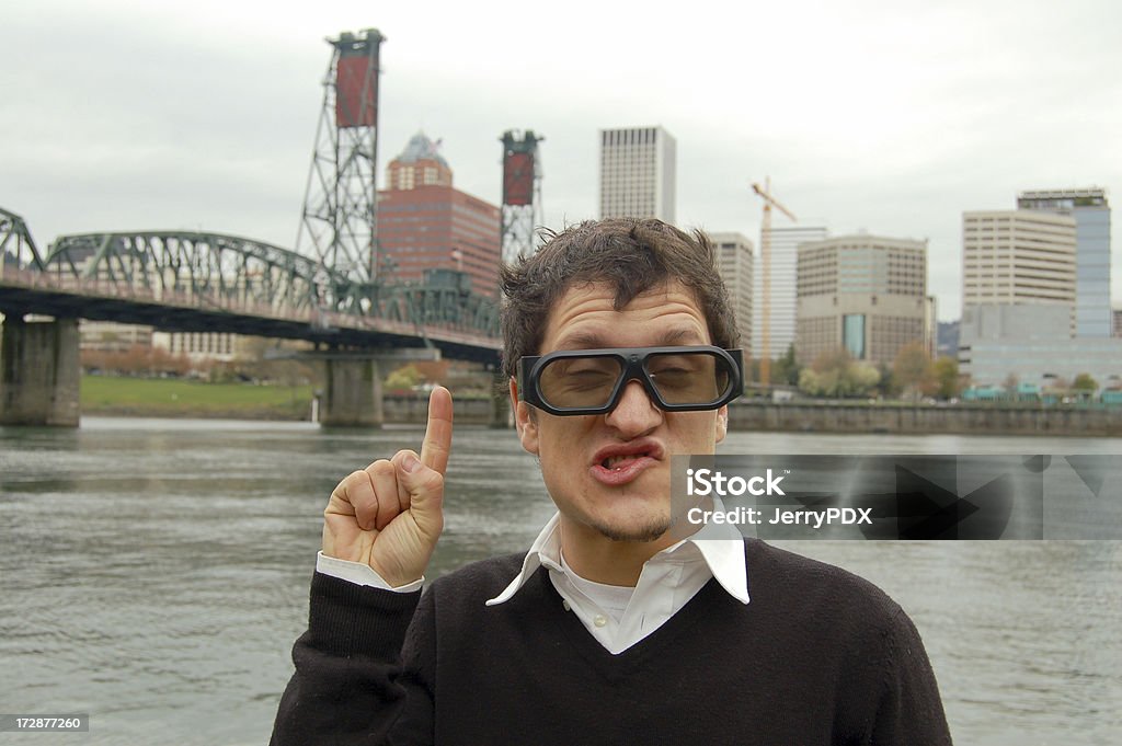 Nerdy Idea This nerd has an idea... maybe he's a city planner. Adult Stock Photo