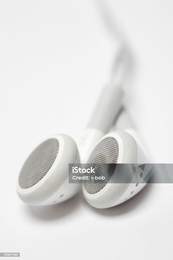 Headphones Close-up of white Headphones. Audio Equipment Stock Photo