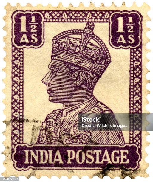 India Postage Stamp With British King Stock Photo - Download Image Now - British Empire, India, Postage Stamp