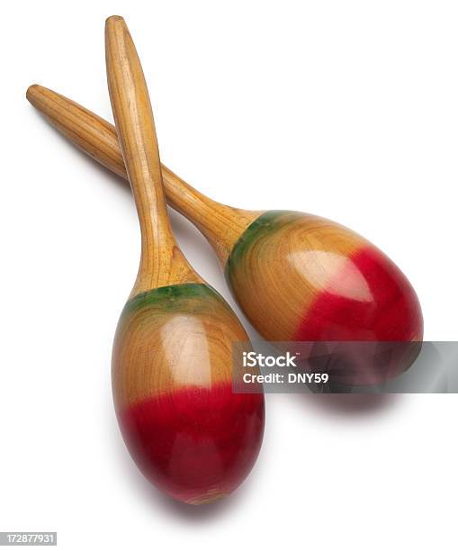 Pair Of Maracas Isolated On A White Backgroud Stock Photo - Download Image Now - Maraca, Musical Instrument, Cut Out