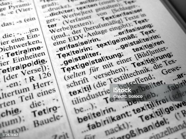 Dicionário Texto Alemão - Fotografias de stock e mais imagens de Dicionário - Dicionário, Língua alemã, Alemanha