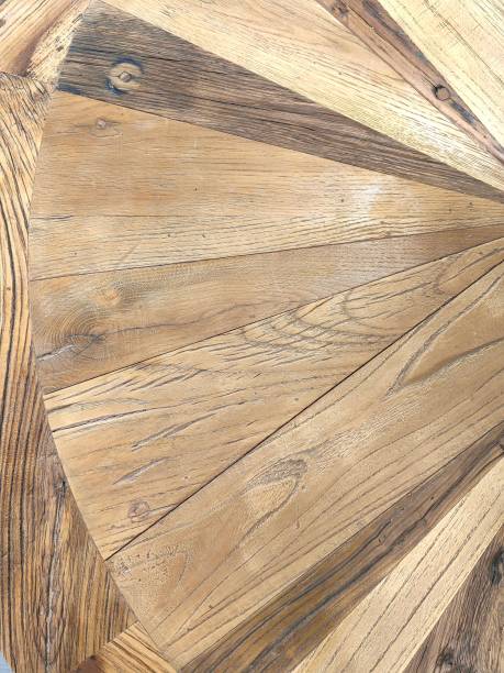 istock Light brown wood marquetry marquetry in sunburst pattern 1728786298