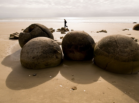 The famously round rocks at Moreki Beach on New Zealand's South Island.