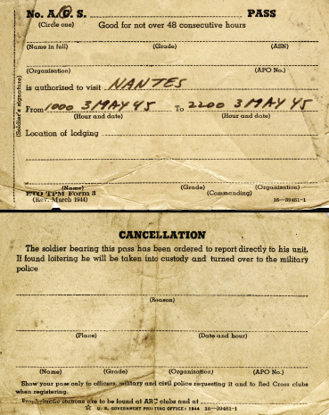Military Base Pass Example Wwii Soldiers Military Pass Stock Photo - Download Image Now - Document ...