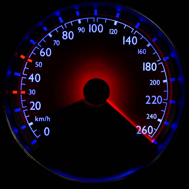 istock The blue speedometer - accelerating from 10 to 260 km/h 172880017