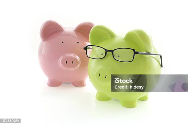 Couple Investments Stock Photo - Download Image Now - Piggy Bank, Green Color, Pink Color