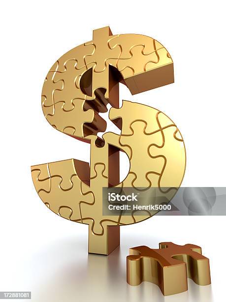 Dollaro Di Puzzle In Oro - Fotografie stock e altre immagini di Rompicapo - Rompicapo, Simbolo del dollaro, Valuta