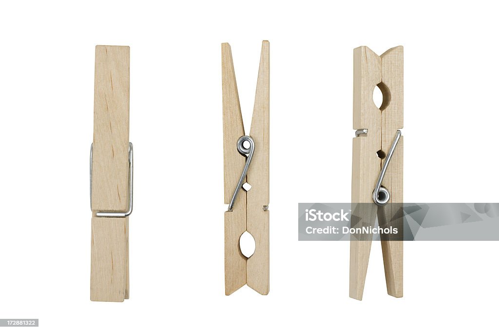 Three Wooden Clothespins Stock Photo - Download Image Now - Laundry, Three  Objects, White Background - iStock
