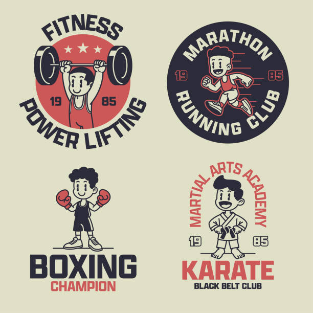 Vector Set of Athletic Logo Collection in Vintage Retro Style