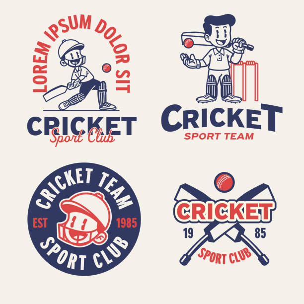 Set of Cricket Logo Collection Vintage Retro Vector Set of Cricket Logo Collection Vintage Retro cricket team stock illustrations