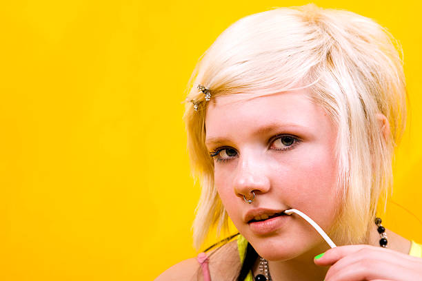 teen girl - pierced punk goth teenager стоковые фото и изображения