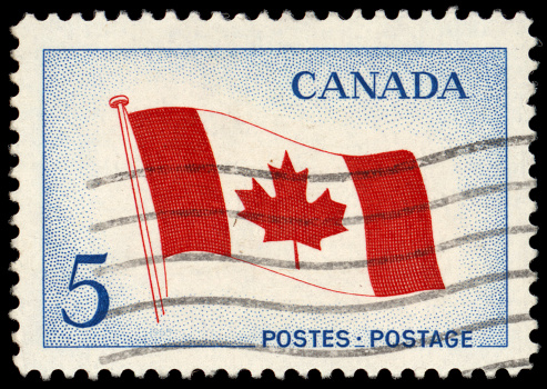 Vintage Canadian flag stamp