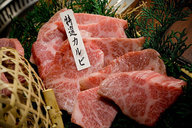 Fatty Japanese Matsusaka beef - Yakiniku stock photo