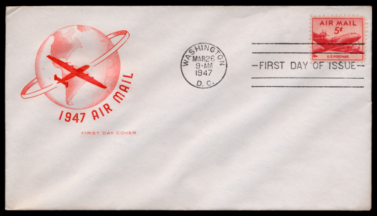 Vintage first day of issue air mail cover.