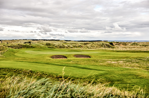 St Andrews, Scotland - September 22, 2023: Landscape views of the Jubilee Golf Course, a public course in St Andrews Scotland