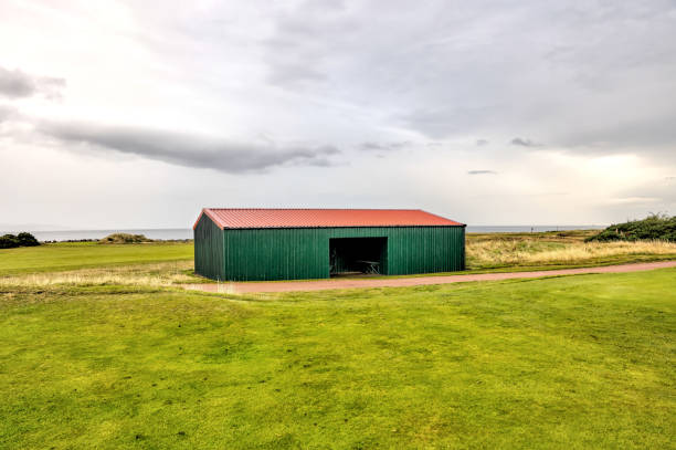 Nairn, Scotland - September 24, 2023: Weather shelter on the Nairn Golf Course