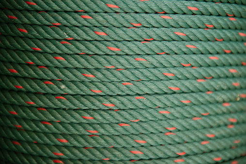 Green rope close-up, texture background