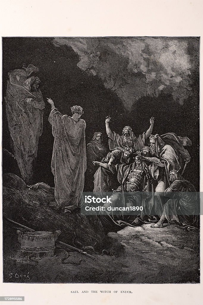 Saul und die Hexe des Endor - Lizenzfrei König - Königliche Persönlichkeit Stock-Illustration