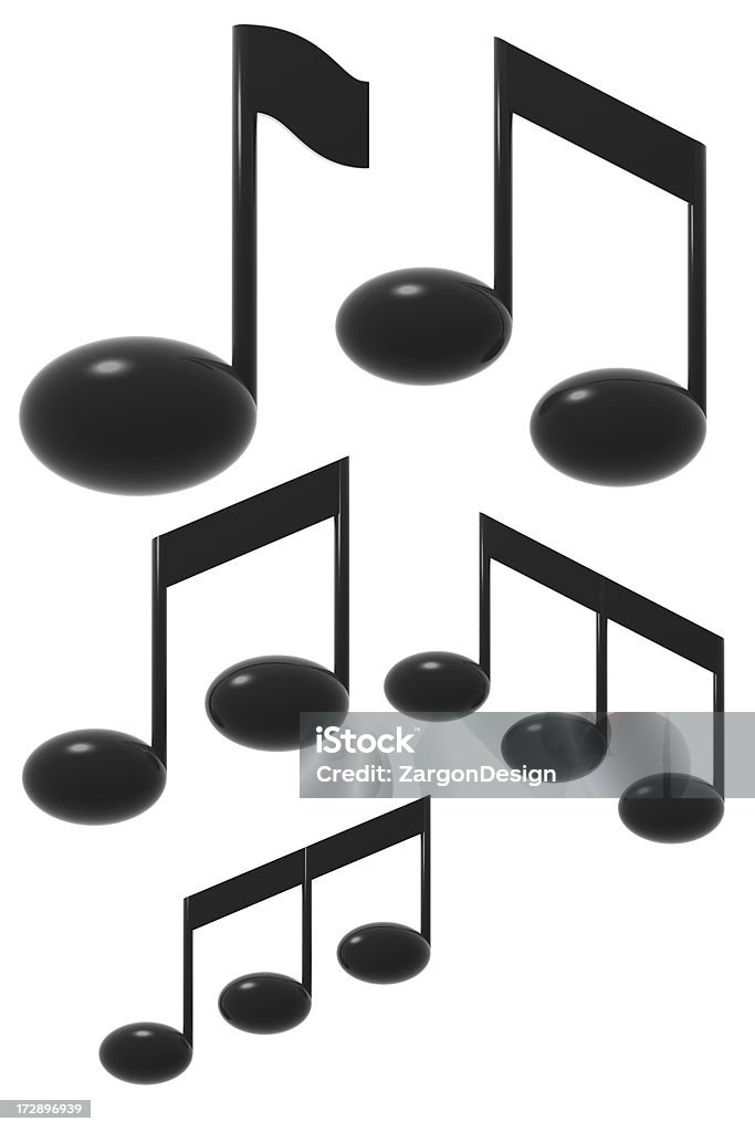 3D Notes Large black 3d notes on a white background.This is a detailed 3d rendering. Musical Note Stock Photo