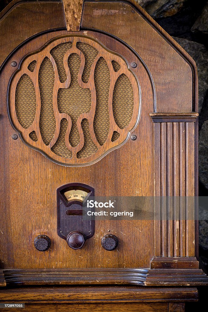 all the latest news Antique cathedral style radio circa 1930. 1930-1939 Stock Photo