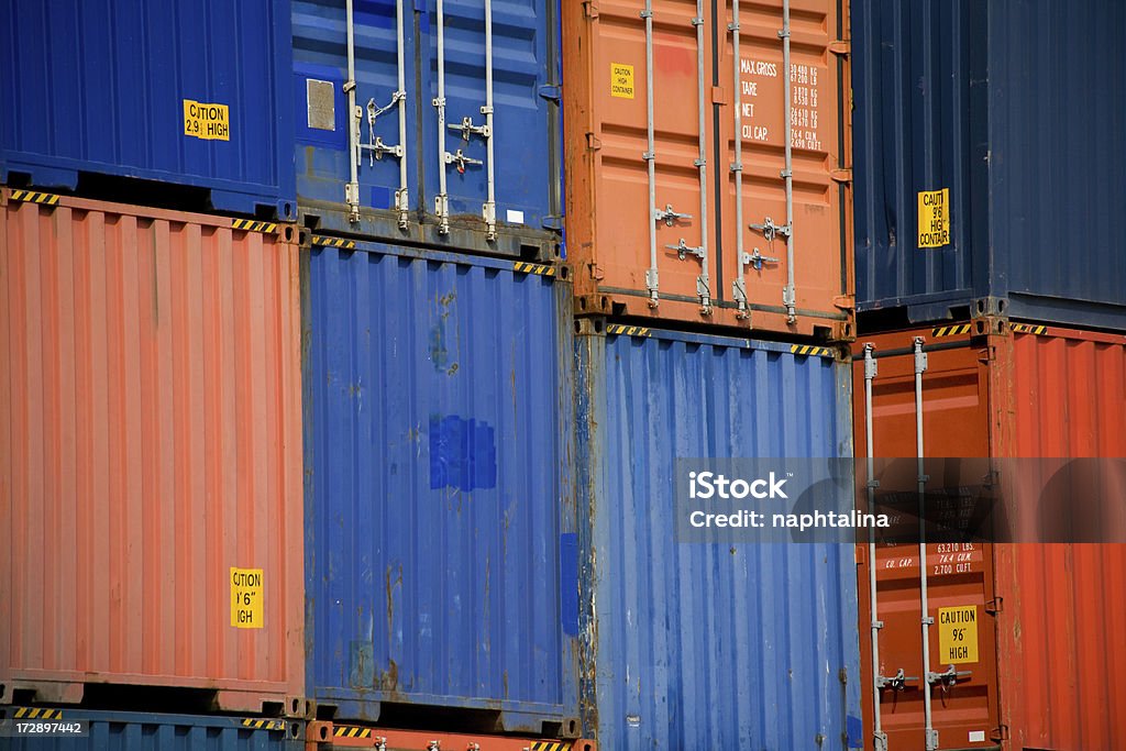 Container stack Series of cargo containers. Business Stock Photo