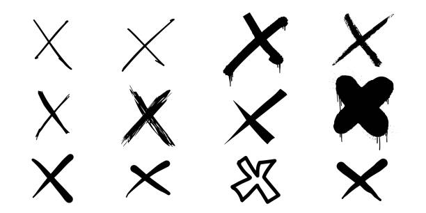 handgezeichnete kreuzmarke - check mark letter x symbol checkbox stock-grafiken, -clipart, -cartoons und -symbole