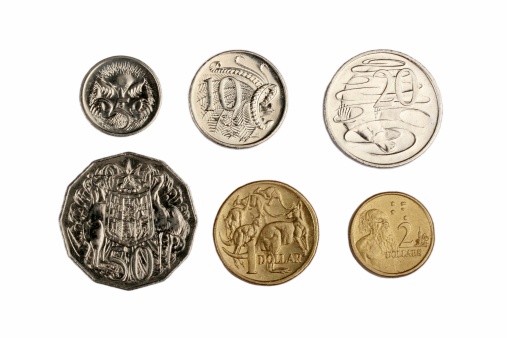 Australian coins neatly arranged. Click to see more...