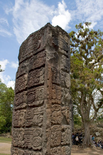 istock Mayan hieroglyphs on Copan stela P 172898506