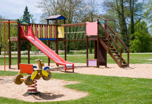 istock Children's playground with climbing frame and slide 172898602