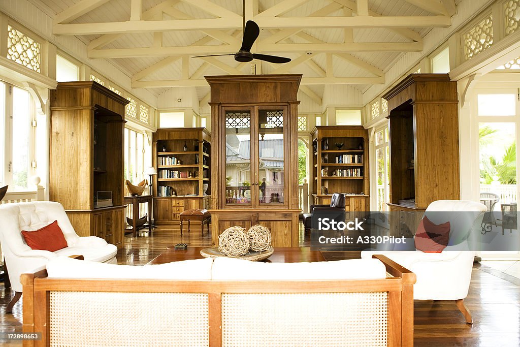 Colonial Style Office and Sitting Room Old British Colonial style office and sitting room. Decorating Stock Photo
