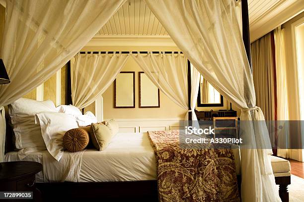 Tropical Resort Stock Photo - Download Image Now - Four-Poster Bed, Bed and Breakfast, Bed - Furniture