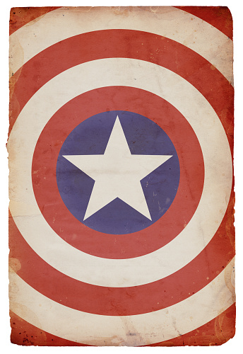 Image of an old, grungy piece of XXXL paper isolated on a white background with a patriotic circle and star pattern. Great background/design element. See more quality images like this one in my portfolio.