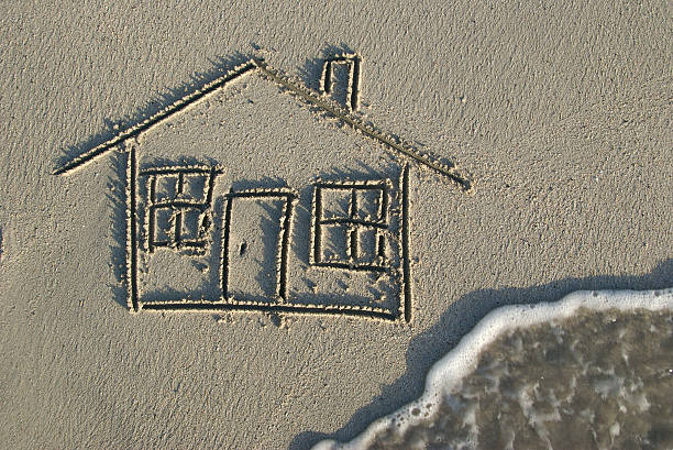 istock House of Sand Drawing with Flood Wave 172899871