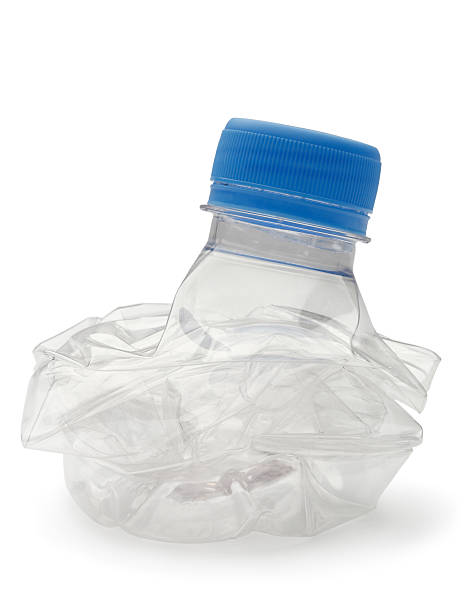 Crushed plastic bottle stock photo