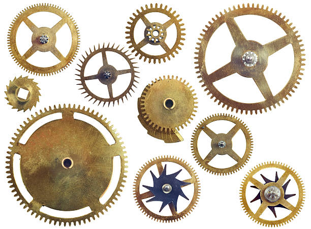 ギアウィールズの詰め合わせ - clockworks machine part gear clock ストックフォトと画像