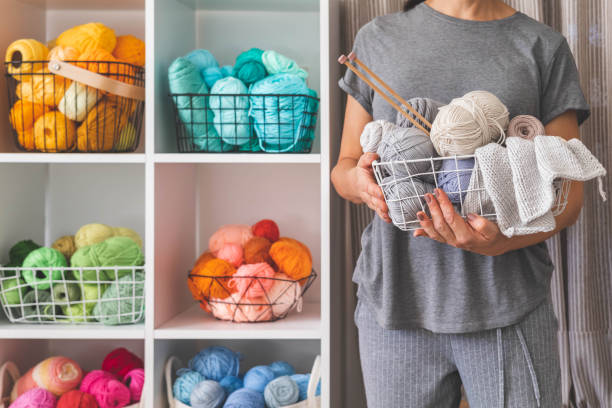 istock Yarn storage organization textile hobby supplies contemporary cupboard shelves 1729005902