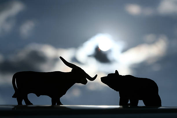 bull and bear market - bull bear stock market new york stock exchange foto e immagini stock