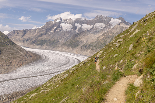 Distant Swiss alps and Aletsch Glacier