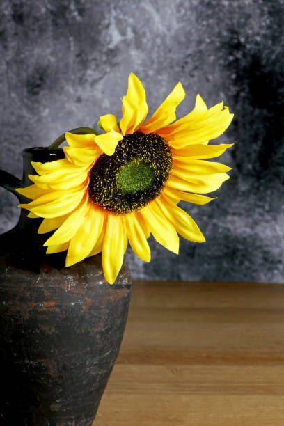 istock artificial sunflower in a old vase on the table 1729022720