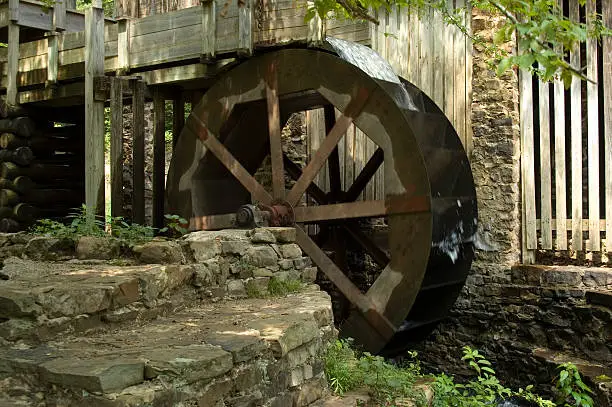 "A grist mill in Tannehill Ironworks Historical State Park, in Tuscaloosa County, Alabama."