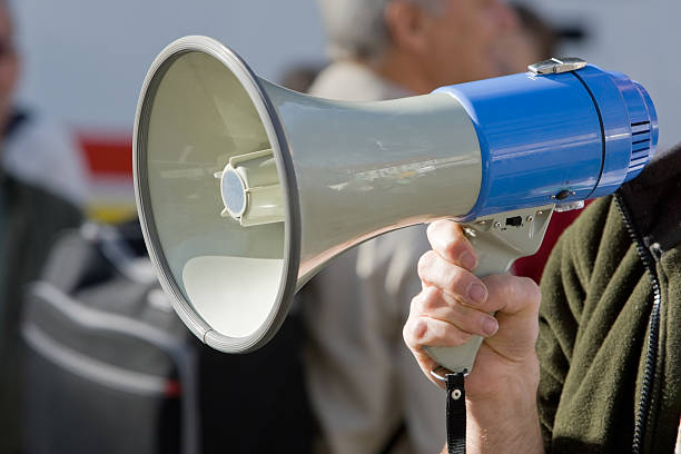 istock Blue megaphone being held in an action position 172902639