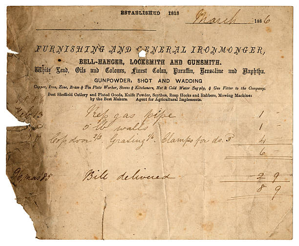 bill 1886 ironmonger' - foxed stock-fotos und bilder