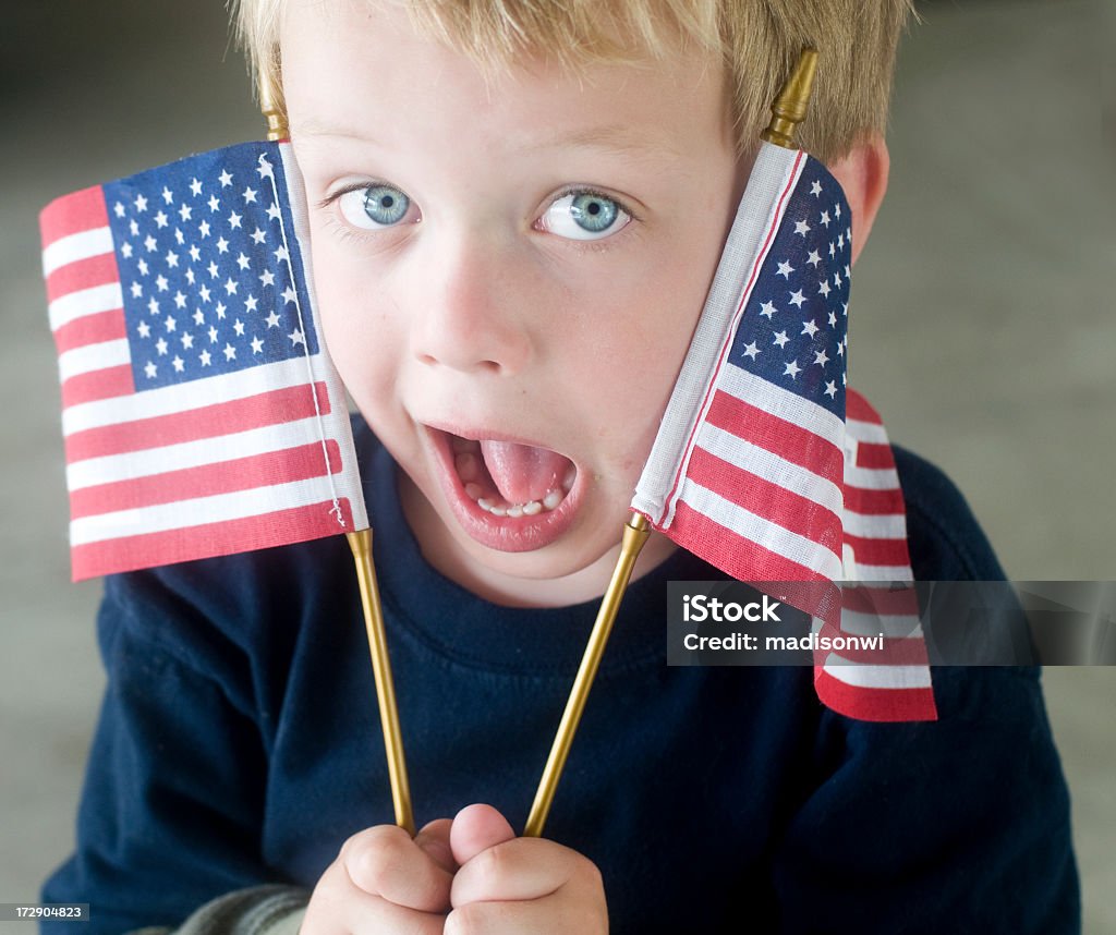 Silly Drapeau américain garçon - Photo de 4 juillet libre de droits