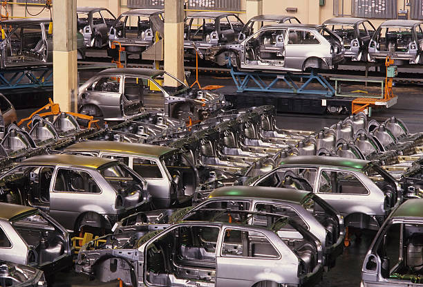 istock Cars on a car manufacture assembly line 172905896