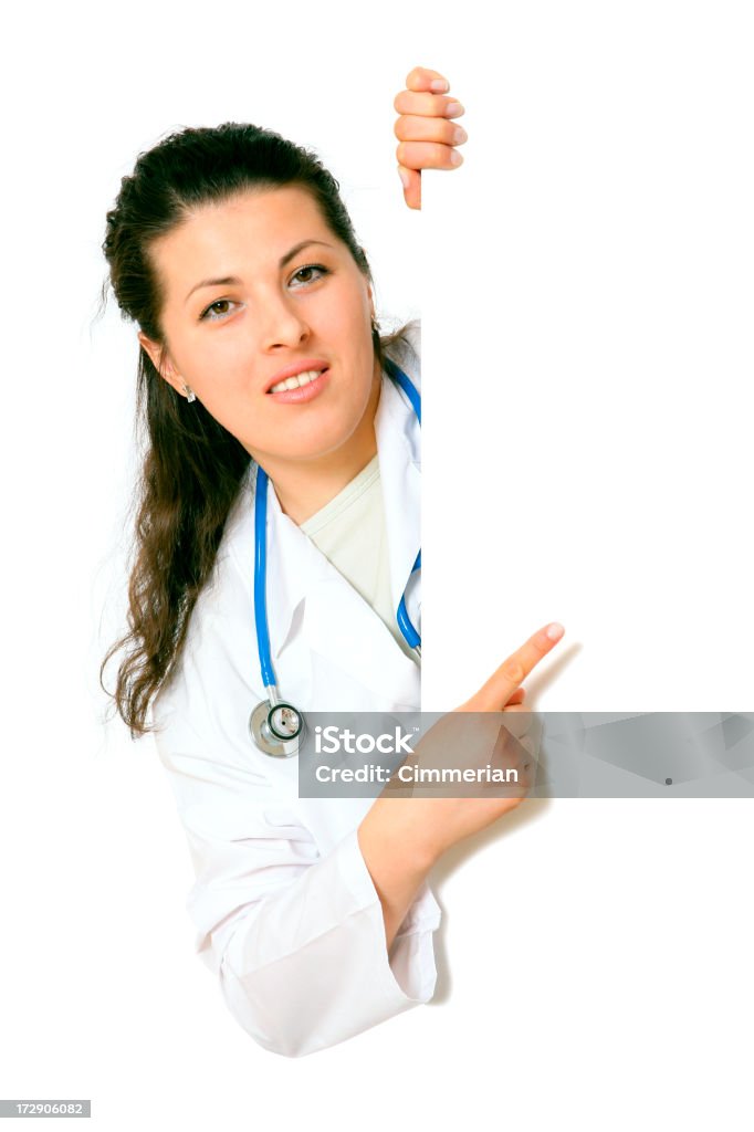 Médica segurando um espaço em branco sinal (em branco - Royalty-free Adulto Foto de stock