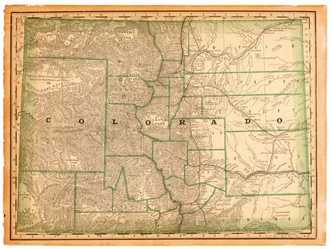An old map of the state of Colorado scanned from an 1881 original. Photo by N. Staykov (2007) CLICK ON THE LINKS BELOW FOR HUNDREDS OF SIMILAR IMAGES: