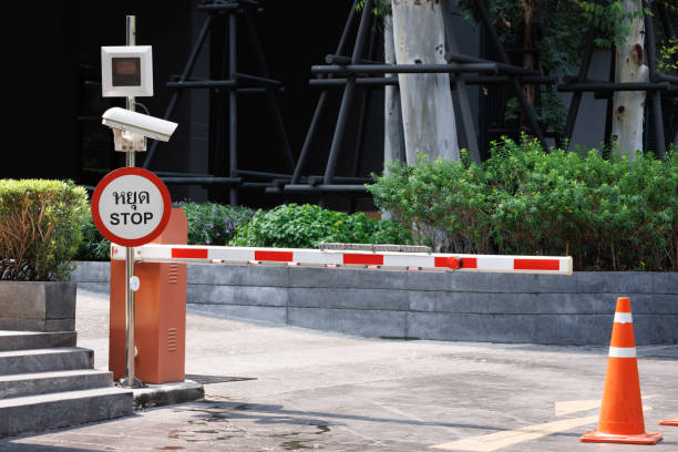 istock automatic barrier bar for home village security system with CCTV. security gate for resident. 1729070113
