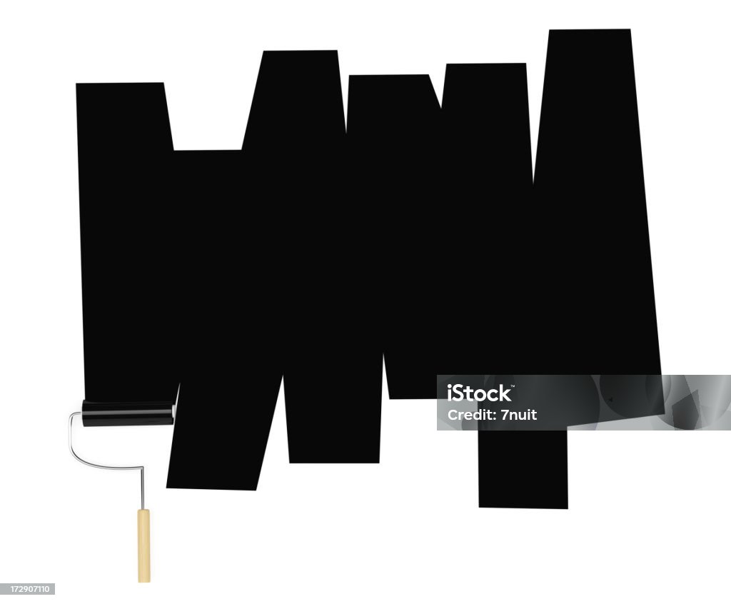 3D Black Paint roller Full 3D render of a black paint roller painting on the wall Art Stock Photo