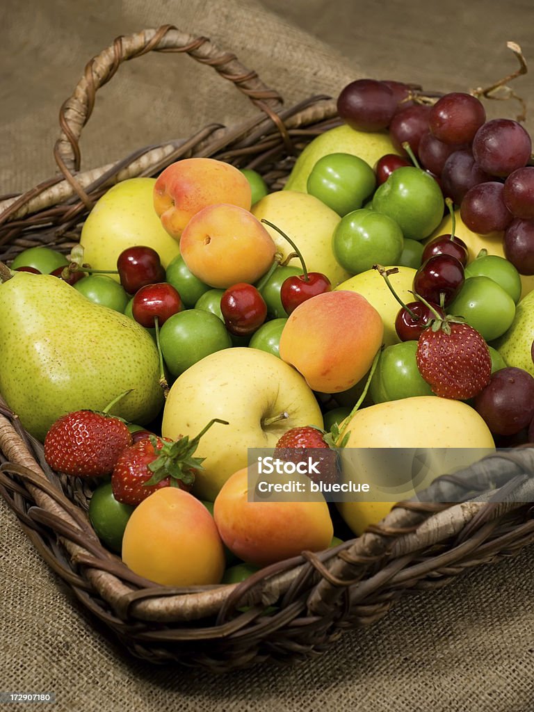 Fruit basket "Fresh fruits basket including pears, apples,grapes,apricots,strawberries cherries and plums." Antioxidant Stock Photo